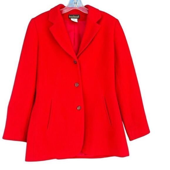 Harve Benard Cashmere Wool Blend Red Jacket 3 Button Lined Women’s Size 8 Medium - Picture 1 of 10